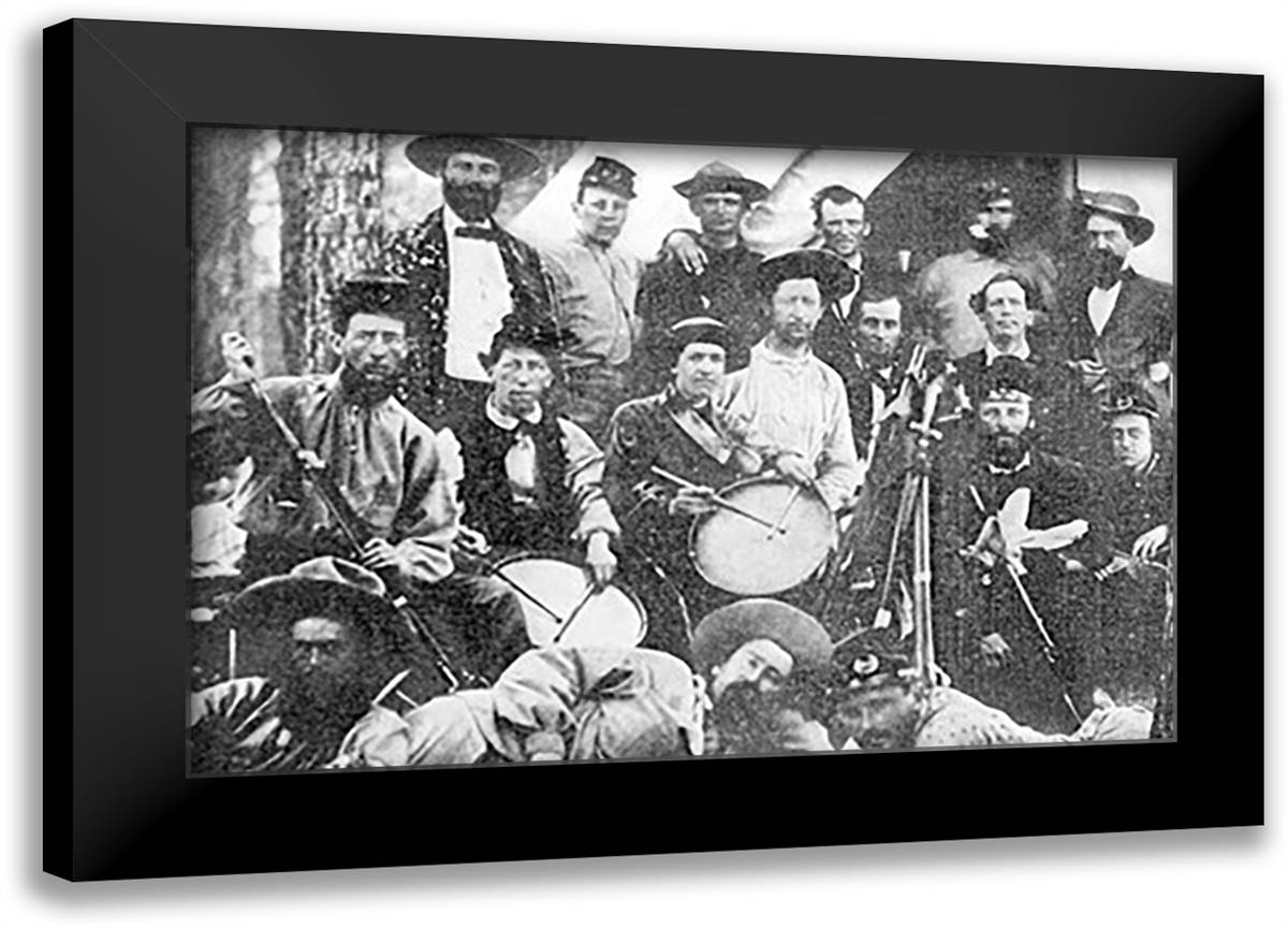 Civil Drummers 22x16 Black Modern Wood Framed Art Print Poster