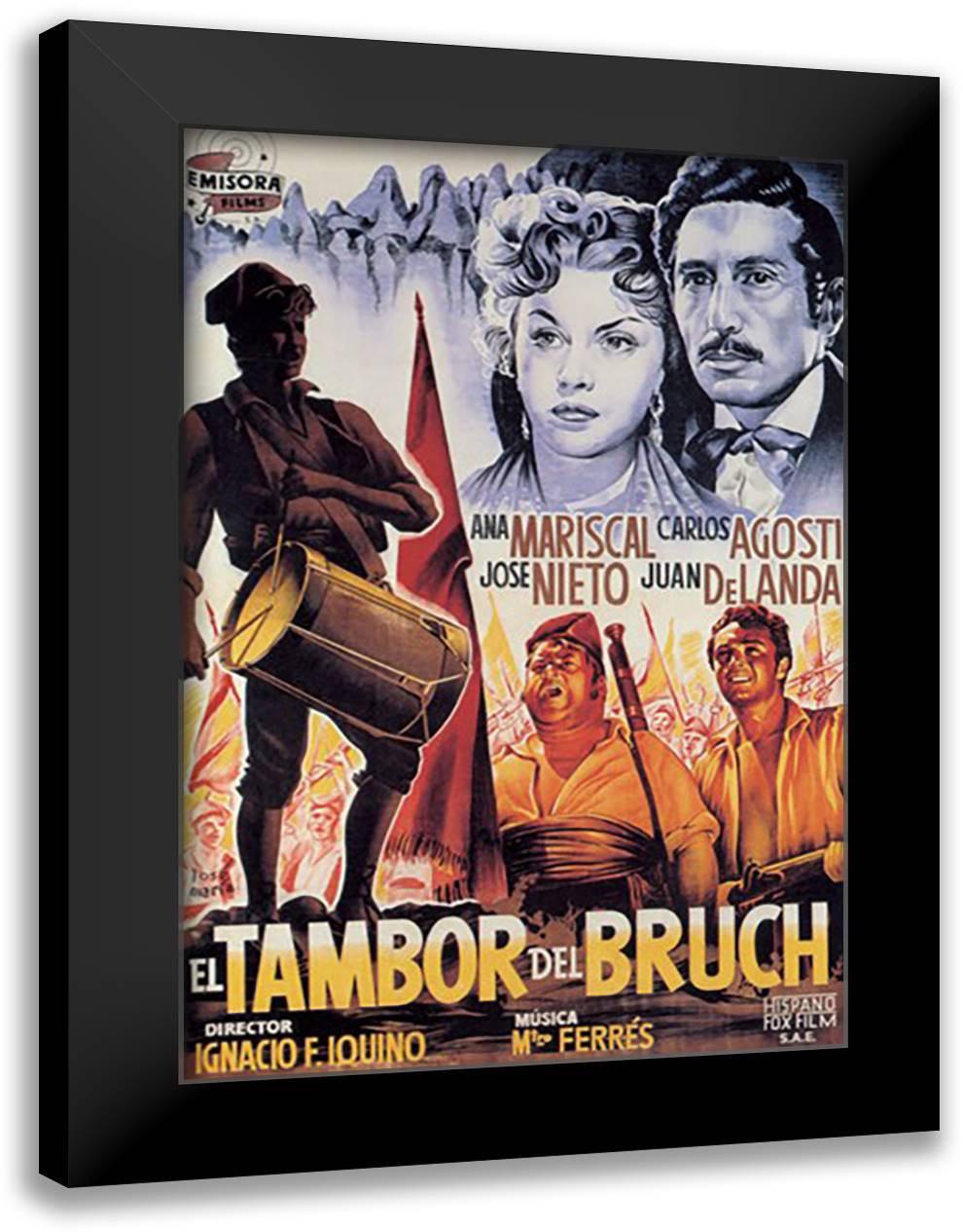 Tambor del Bruch 16x22 Black Modern Wood Framed Art Print Poster by Maria, Jose