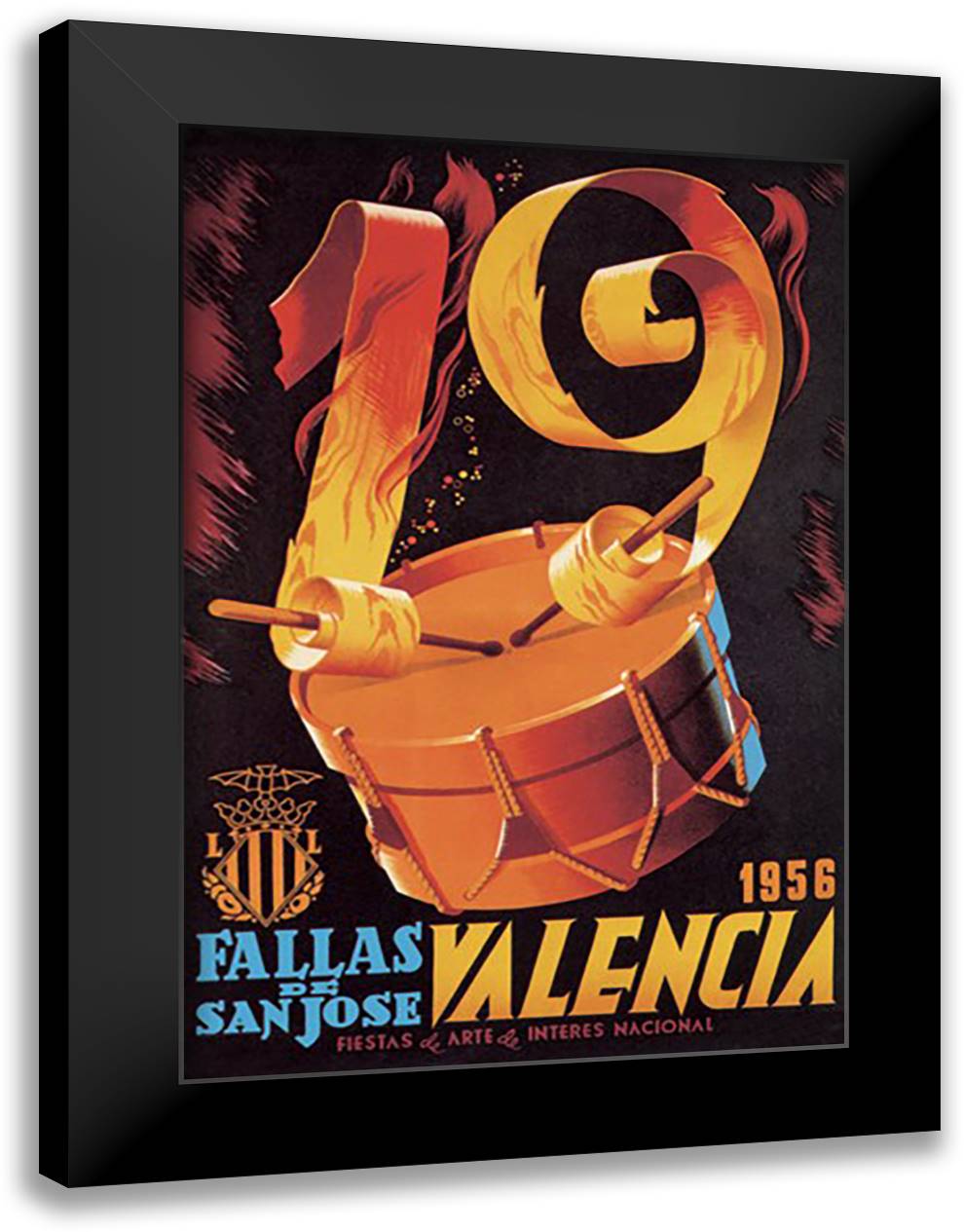 Fallas de San Jose Valencia 16x22 Black Modern Wood Framed Art Print Poster by Abad, Santiago Carriellero