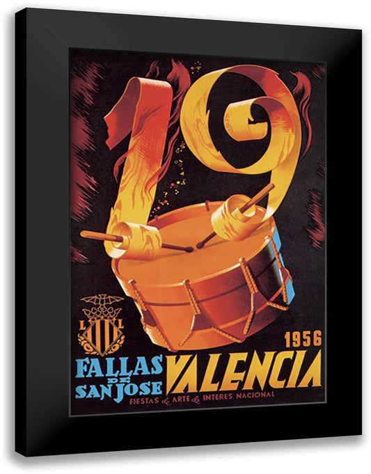 Fallas de San Jose Valencia 16x22 Black Modern Wood Framed Art Print Poster by Abad, Santiago Carriellero