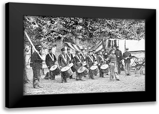 Civil War Drum Corps 22x16 Black Modern Wood Framed Art Print Poster