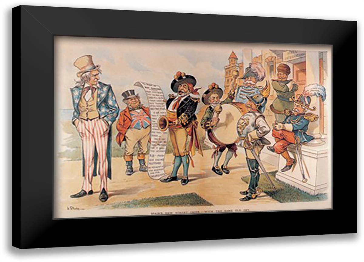 Uncle Sam: John Bull and Characters of Many Nations 22x16 Black Modern Wood Framed Art Print Poster