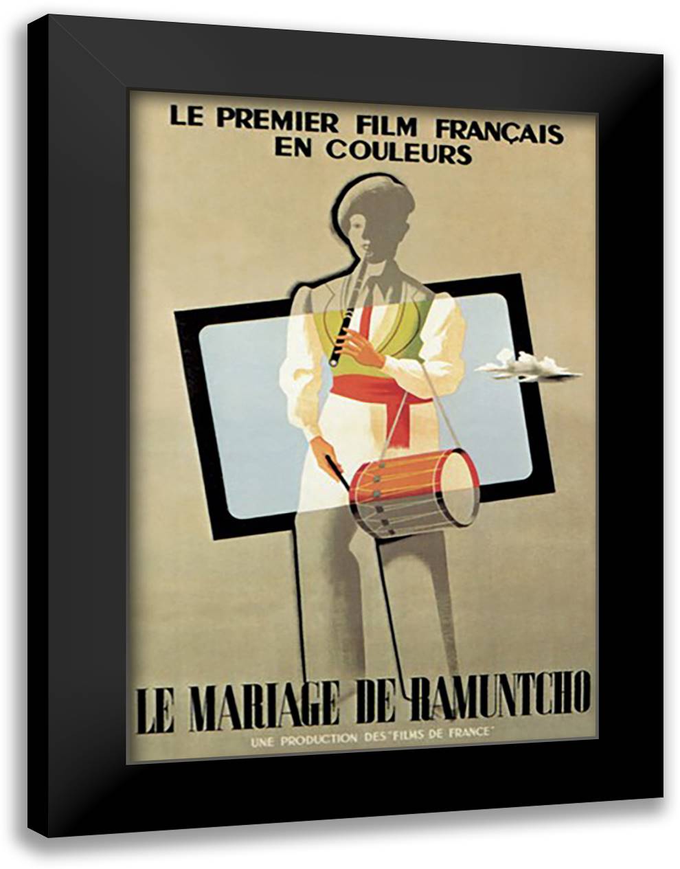 Mariage de Ramuntcho: Film Premier 16x22 Black Modern Wood Framed Art Print Poster