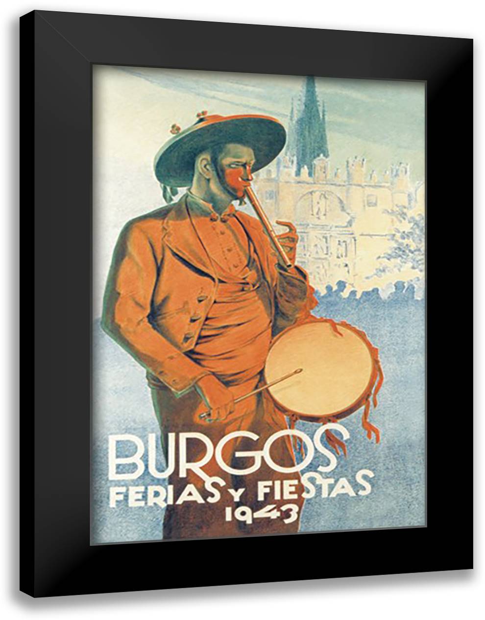 Burgos ferias y fiestas 16x22 Black Modern Wood Framed Art Print Poster by Fortunato, Juan
