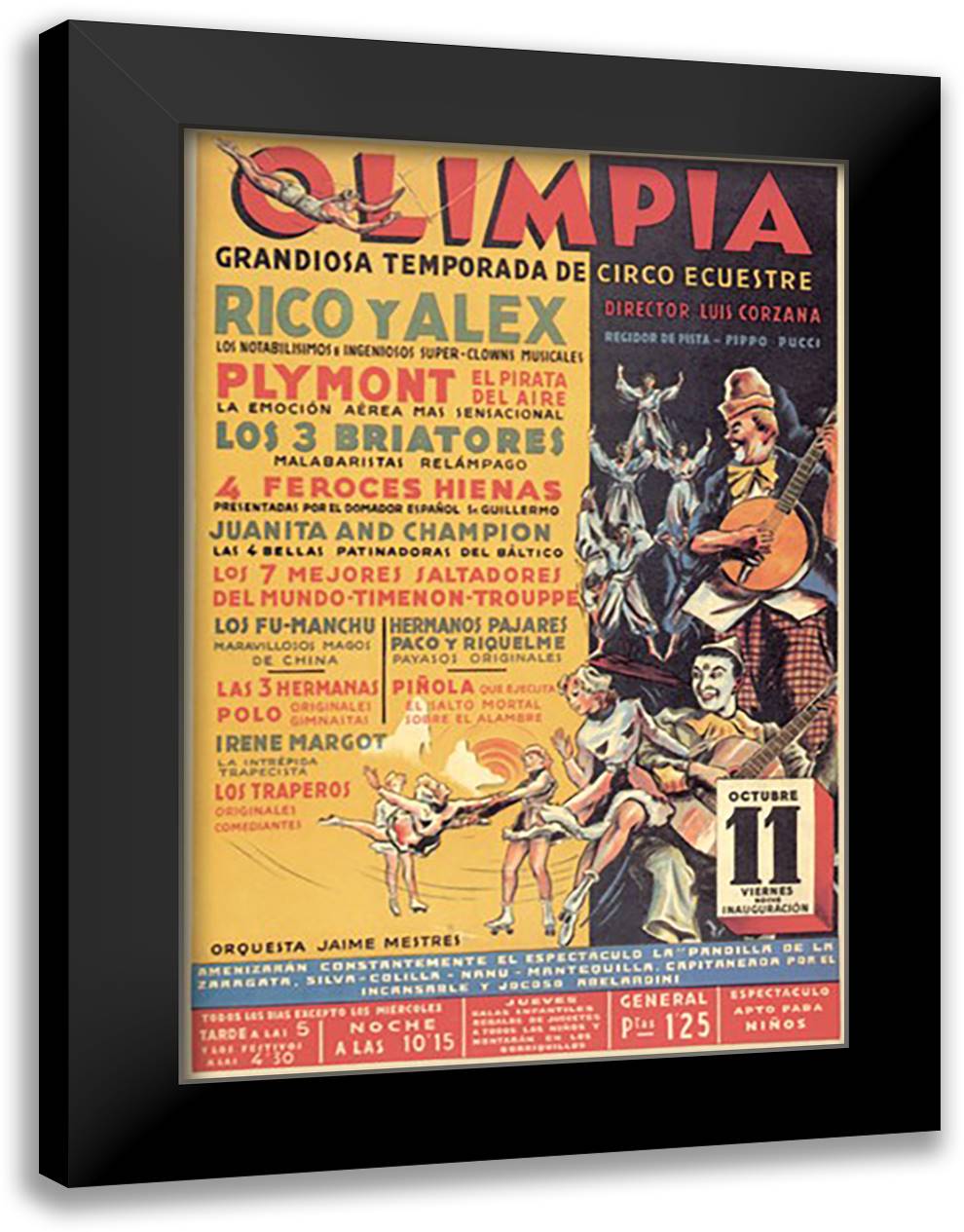 Olimpia 16x22 Black Modern Wood Framed Art Print Poster