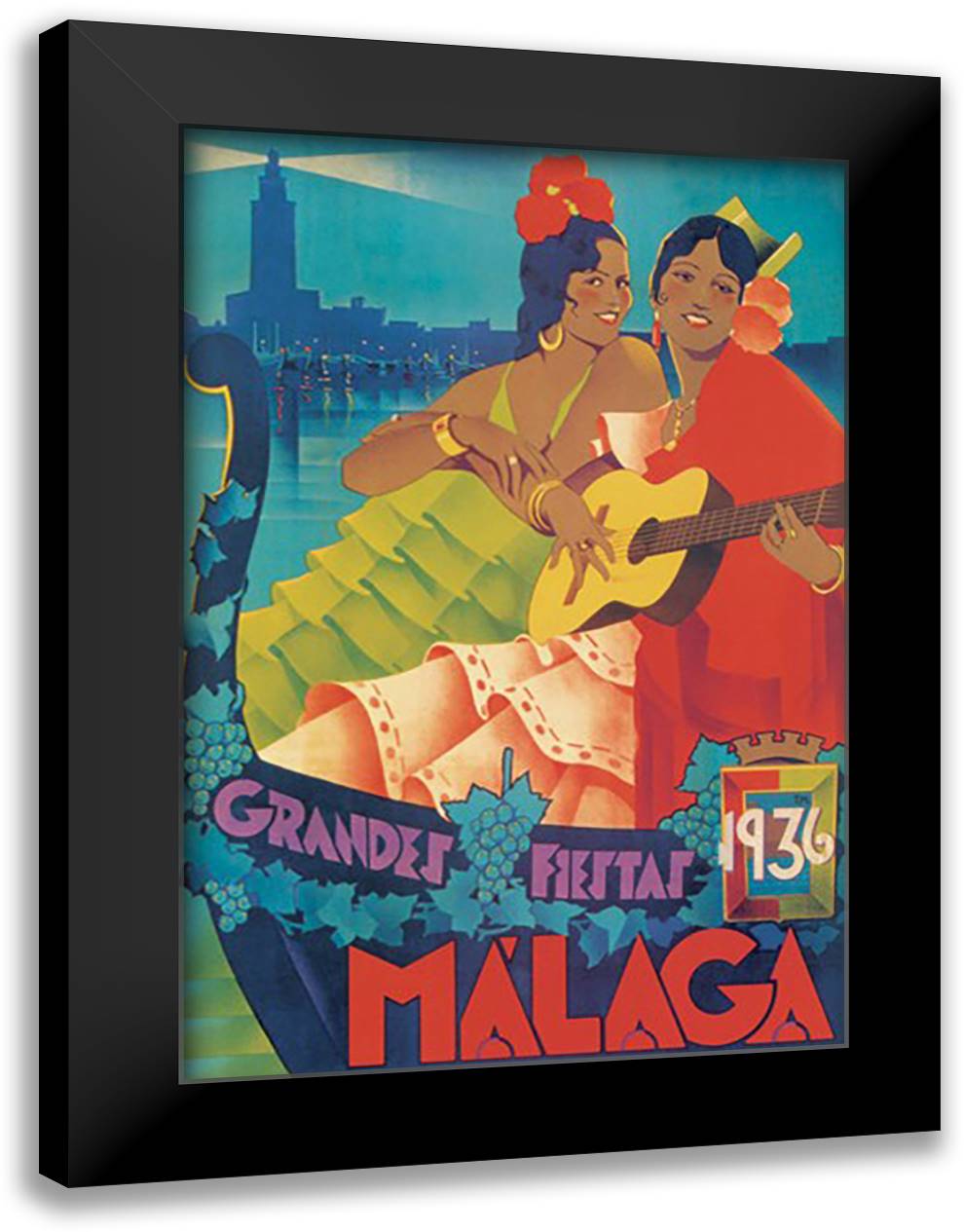 Grandes Fiestas 16x22 Black Modern Wood Framed Art Print Poster by Ramos, Rosa Louis