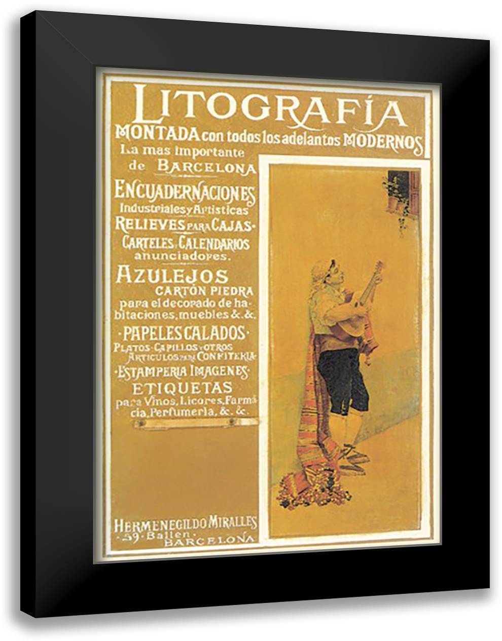 Litografia 16x22 Black Modern Wood Framed Art Print Poster