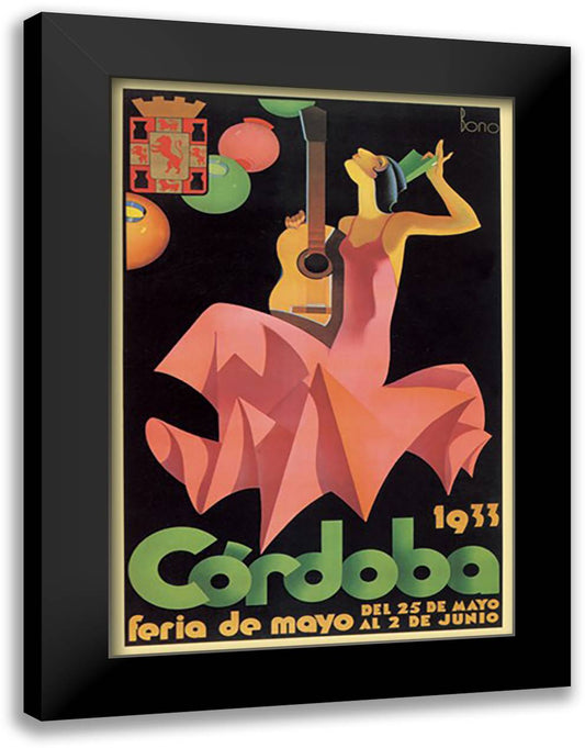 Cordoba 16x22 Black Modern Wood Framed Art Print Poster