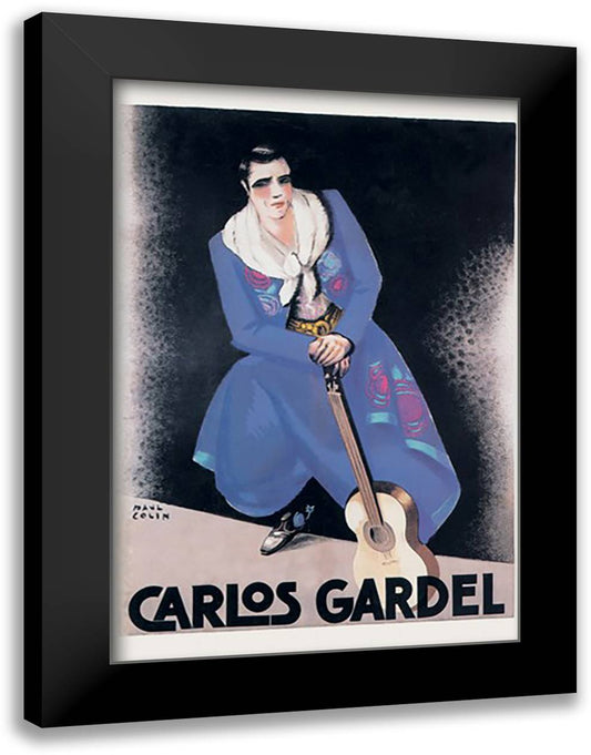 Carlos Gardel 16x22 Black Modern Wood Framed Art Print Poster