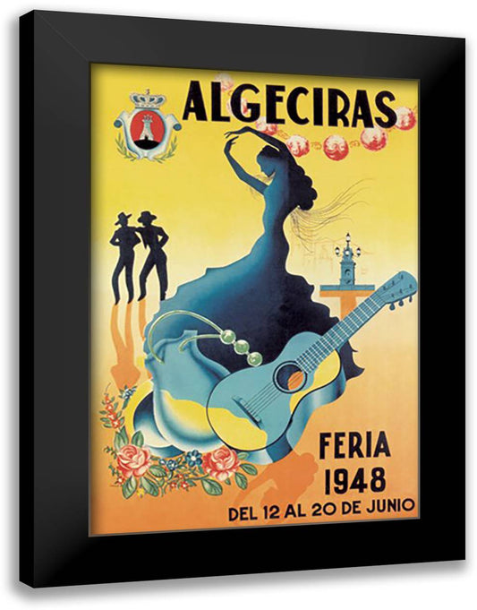 Algeciras 16x22 Black Modern Wood Framed Art Print Poster