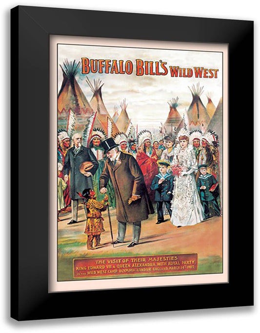 Buffalo Bill: Visit of the Majesties 16x22 Black Modern Wood Framed Art Print Poster