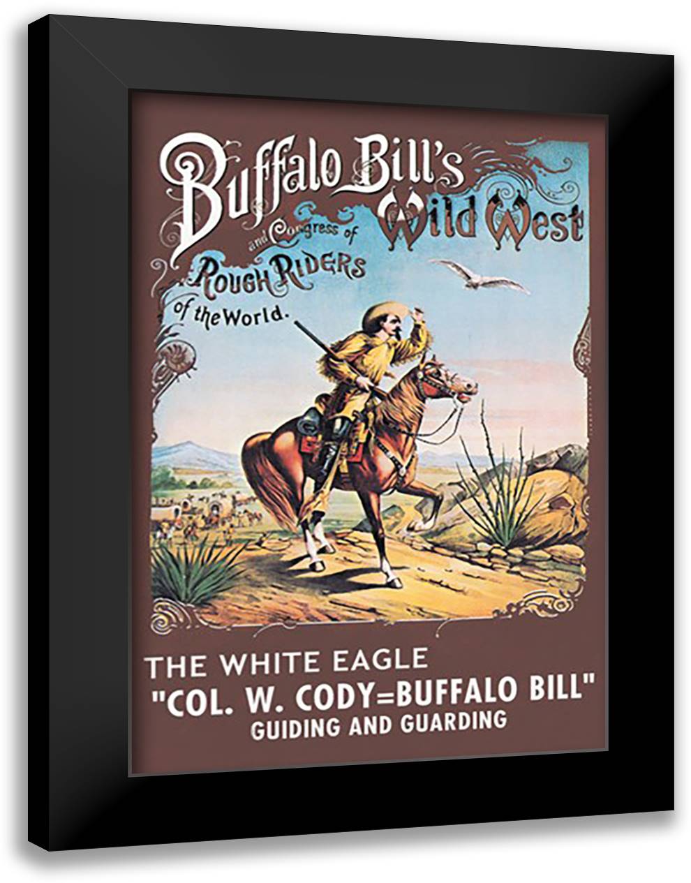 Buffalo Bill: The White Eagle 16x22 Black Modern Wood Framed Art Print Poster