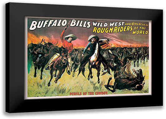 Buffalo Bill: Perils of the Cowboy 22x16 Black Modern Wood Framed Art Print Poster