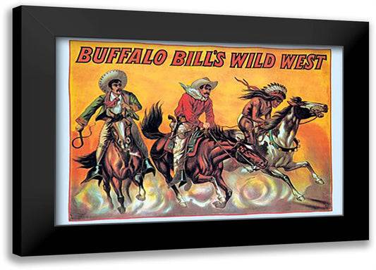 Buffalo Bill: Three Riders 22x16 Black Modern Wood Framed Art Print Poster