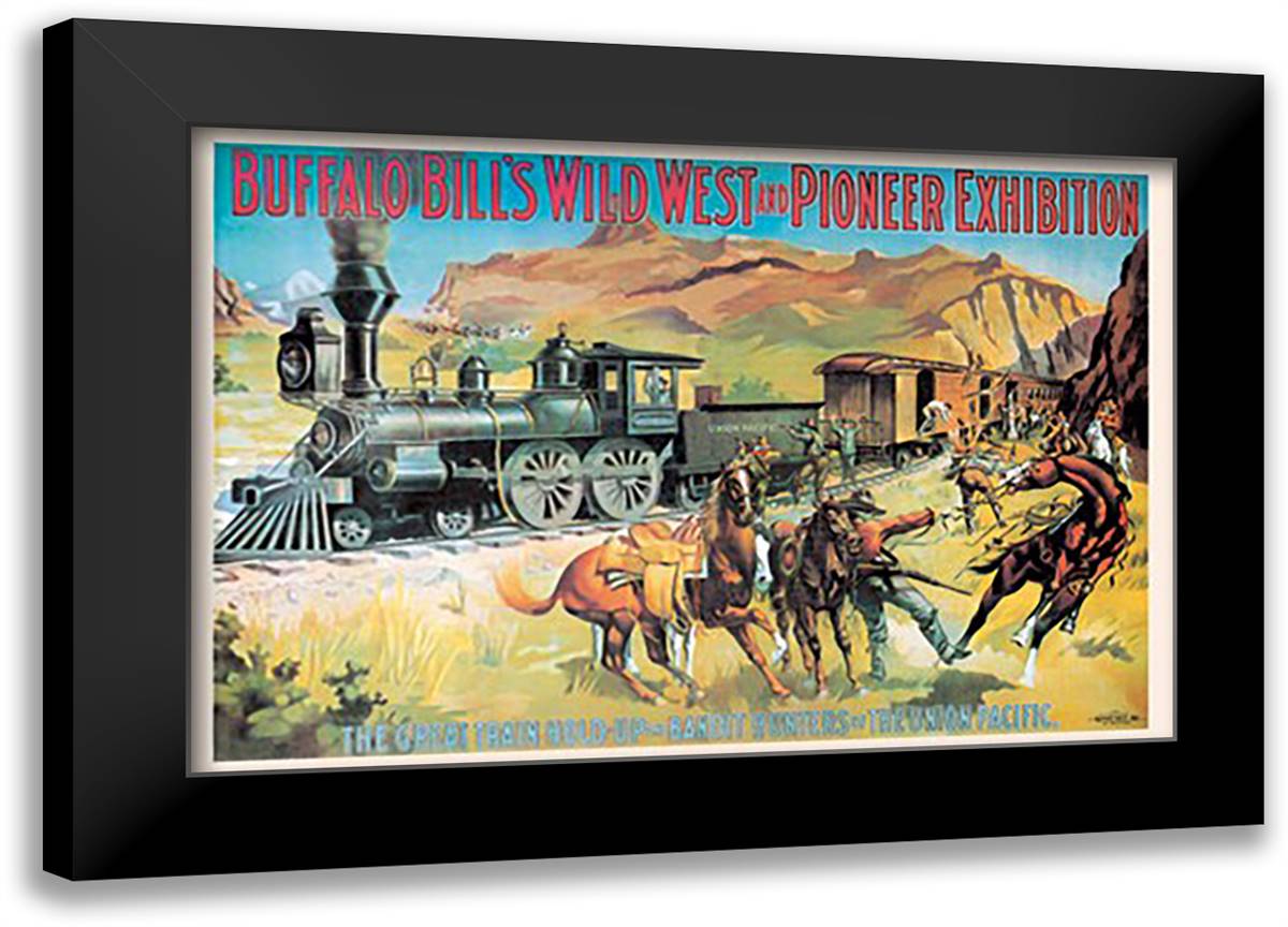 Buffalo Bill: The Great Train Hold Up 22x16 Black Modern Wood Framed Art Print Poster