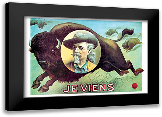 Buffalo Bill: Je Viens 22x16 Black Modern Wood Framed Art Print Poster