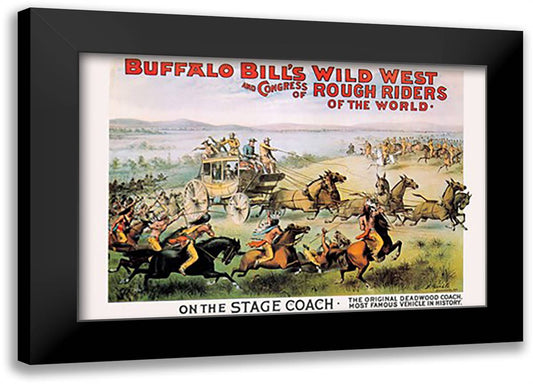 Buffalo Bill: On the Stagecoach 22x16 Black Modern Wood Framed Art Print Poster