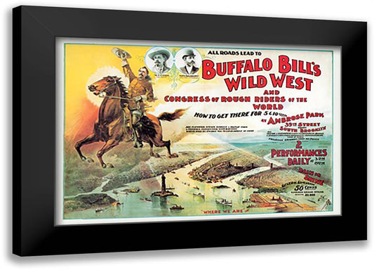 Buffalo Bill: Ambrose Park, South Brooklyn 22x16 Black Modern Wood Framed Art Print Poster