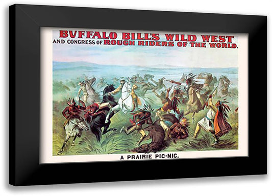 Buffalo Bill: A Prairie Picnic 22x16 Black Modern Wood Framed Art Print Poster