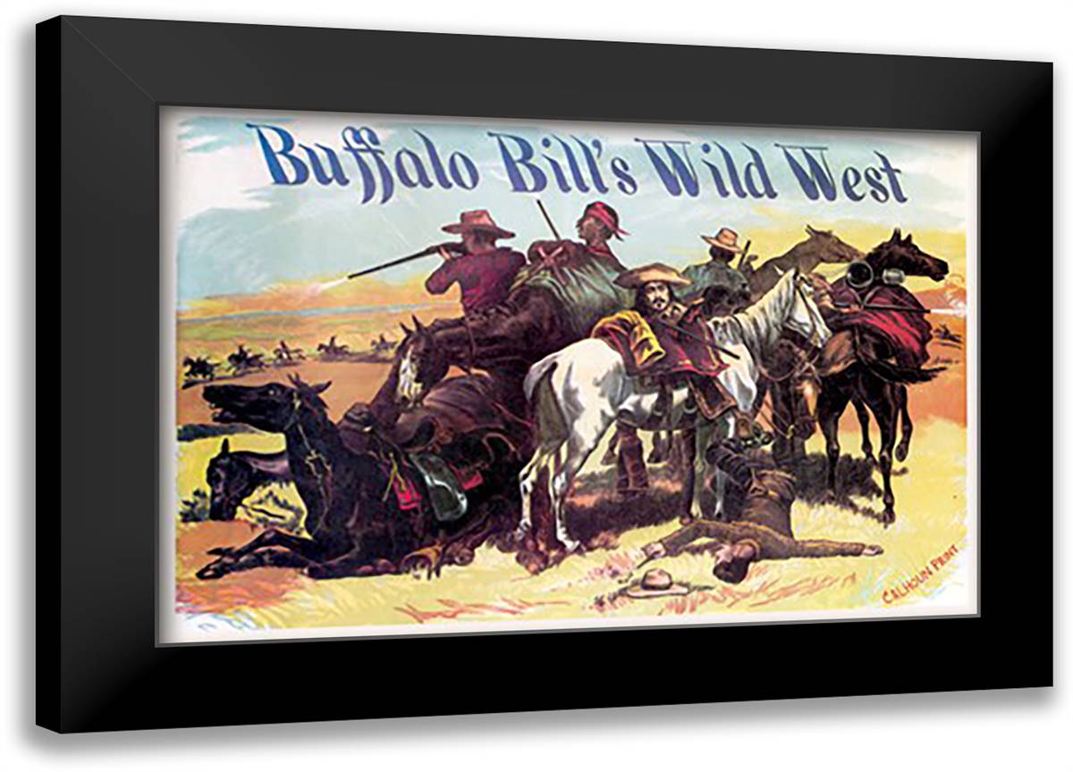 Buffalo Bill: Besieged Cowboys 22x16 Black Modern Wood Framed Art Print Poster