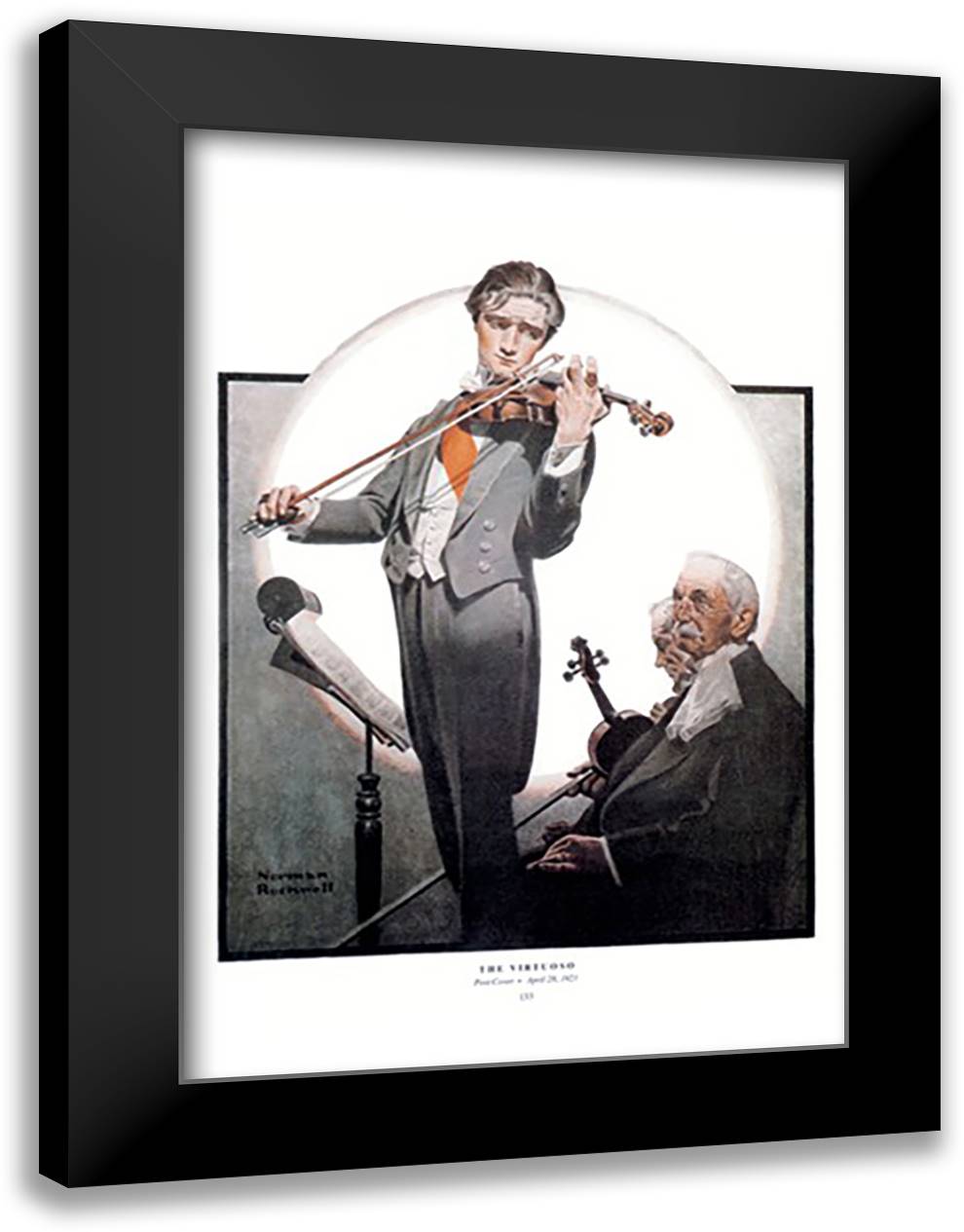 Virtuoso 16x22 Black Modern Wood Framed Art Print Poster by Rockwell, Norman