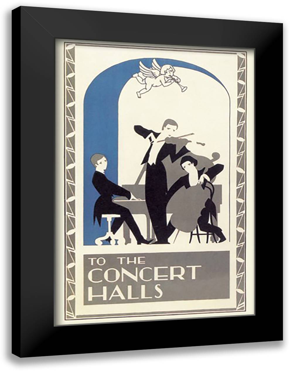 Concert Hall Trio 16x22 Black Modern Wood Framed Art Print Poster