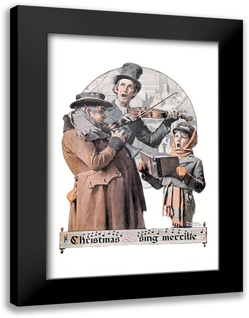 Christmas Carol 16x22 Black Modern Wood Framed Art Print Poster by Rockwell, Norman