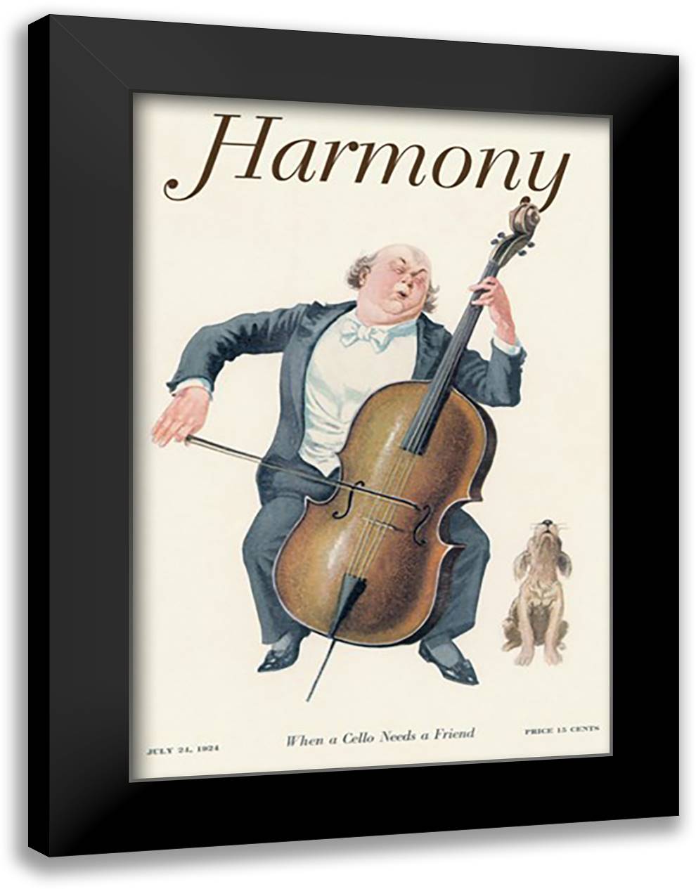 Harmony: When a Cello Needs a Friend 16x22 Black Modern Wood Framed Art Print Poster