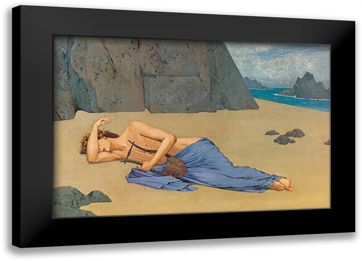 Lyrist Asleep on Beach 22x16 Black Modern Wood Framed Art Print Poster