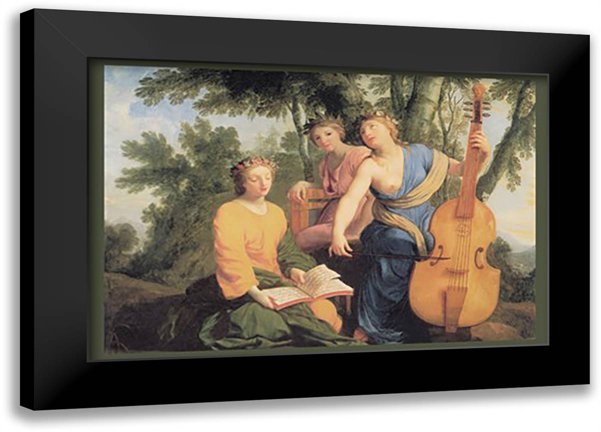 Sylvan Cellist 22x16 Black Modern Wood Framed Art Print Poster