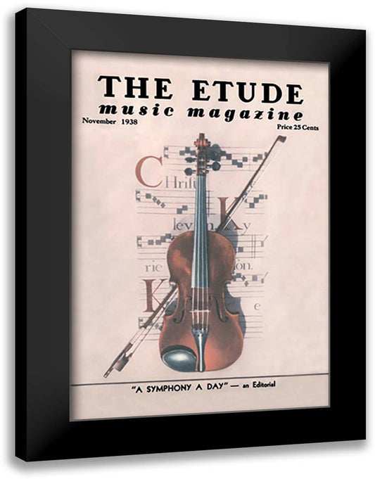 Violin on Magazine Cover 16x22 Black Modern Wood Framed Art Print Poster