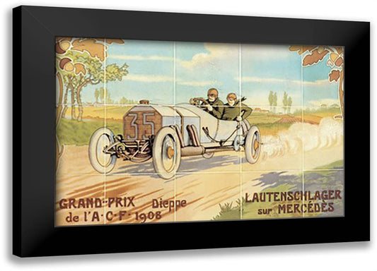 Grand-Prix: Lautenschlager sur Mercedes 22x16 Black Modern Wood Framed Art Print Poster