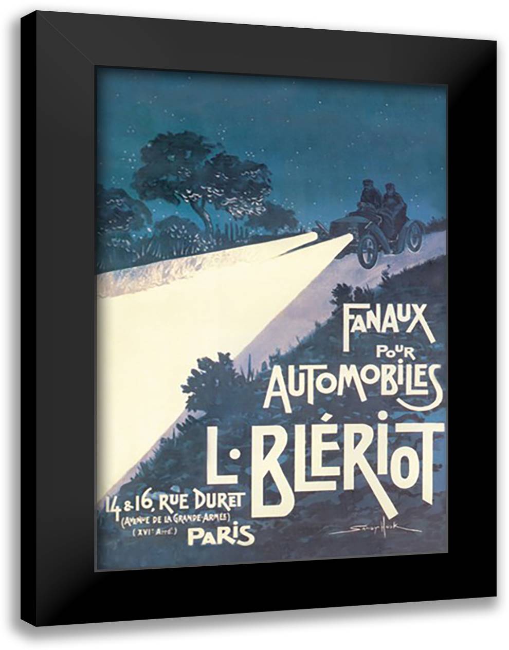 Fanaux Pour Automobiles 16x22 Black Modern Wood Framed Art Print Poster