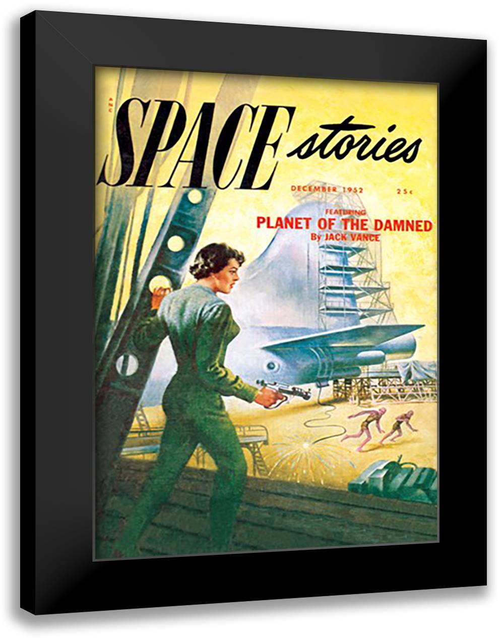 Space Stories: Rocket Ship Sabotage 16x22 Black Modern Wood Framed Art Print Poster