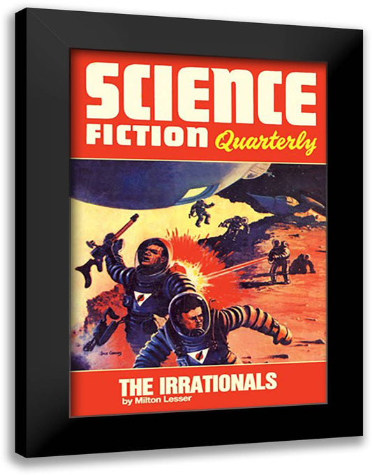 Science Fiction Quarterly: Astronaut Battle 16x22 Black Modern Wood Framed Art Print Poster