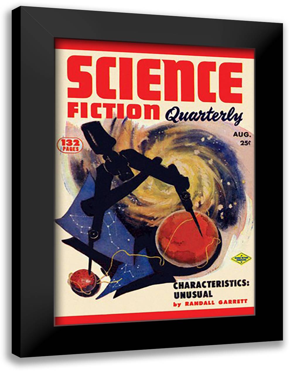 Science Fiction Quarterly: Cosmic Compass 16x22 Black Modern Wood Framed Art Print Poster