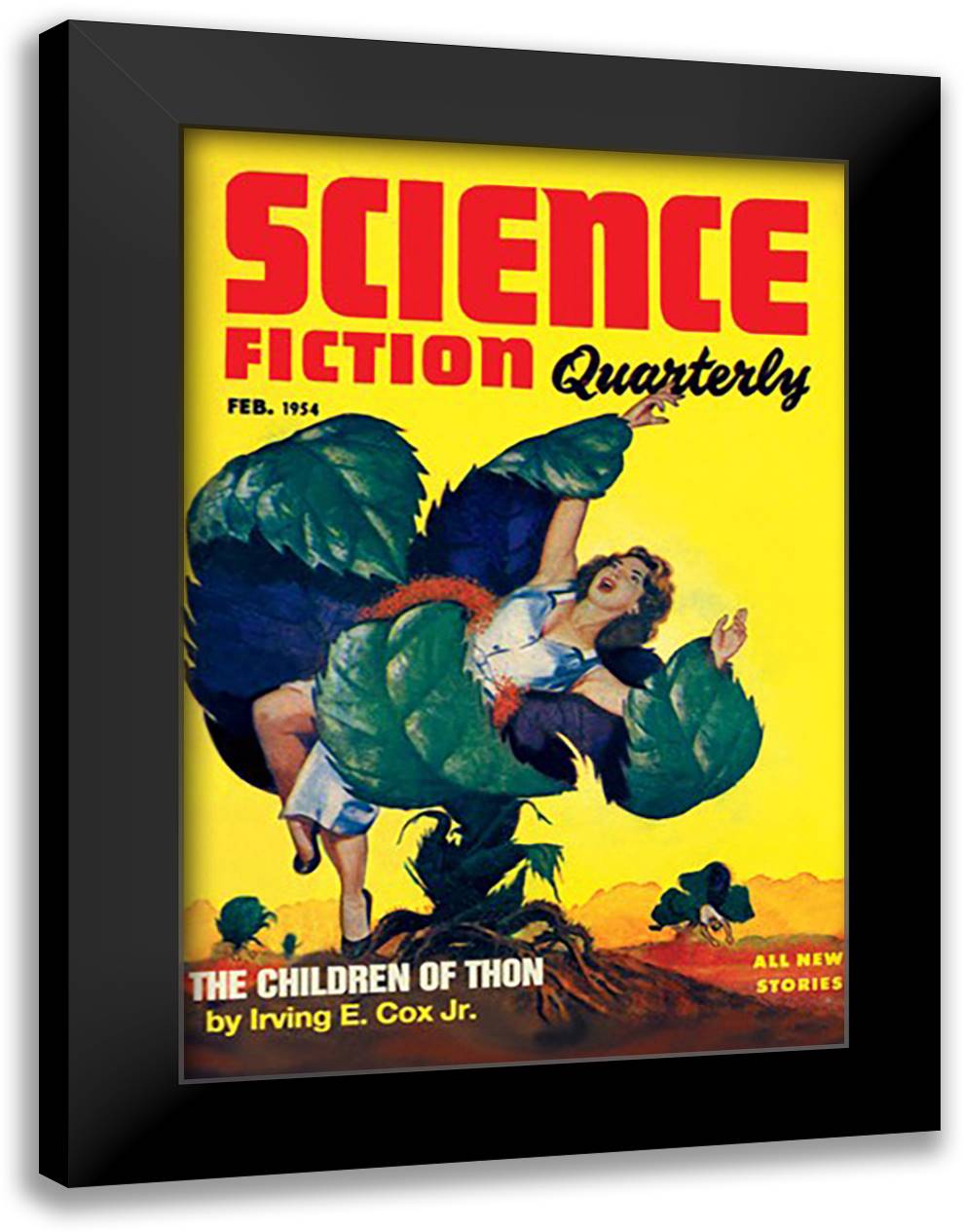 Science Fiction Quarterly: Killer Plants 16x22 Black Modern Wood Framed Art Print Poster