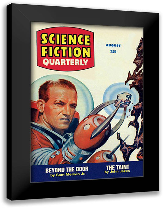 Science Fiction Quarterly: Astronaut Miner 16x22 Black Modern Wood Framed Art Print Poster