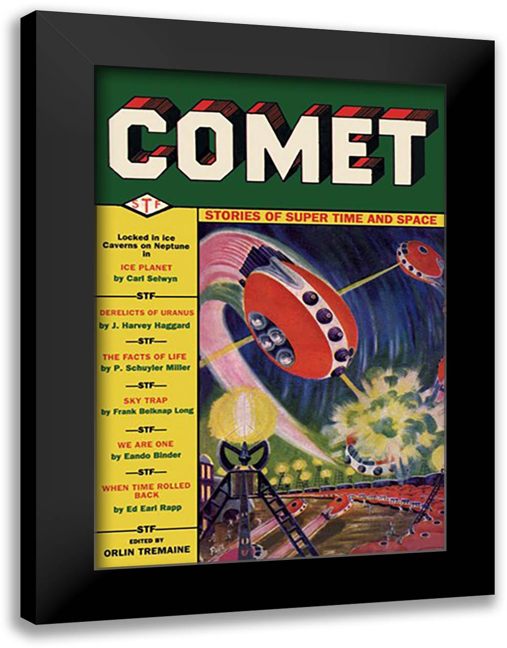 Comet: UFO Dogfight 16x22 Black Modern Wood Framed Art Print Poster