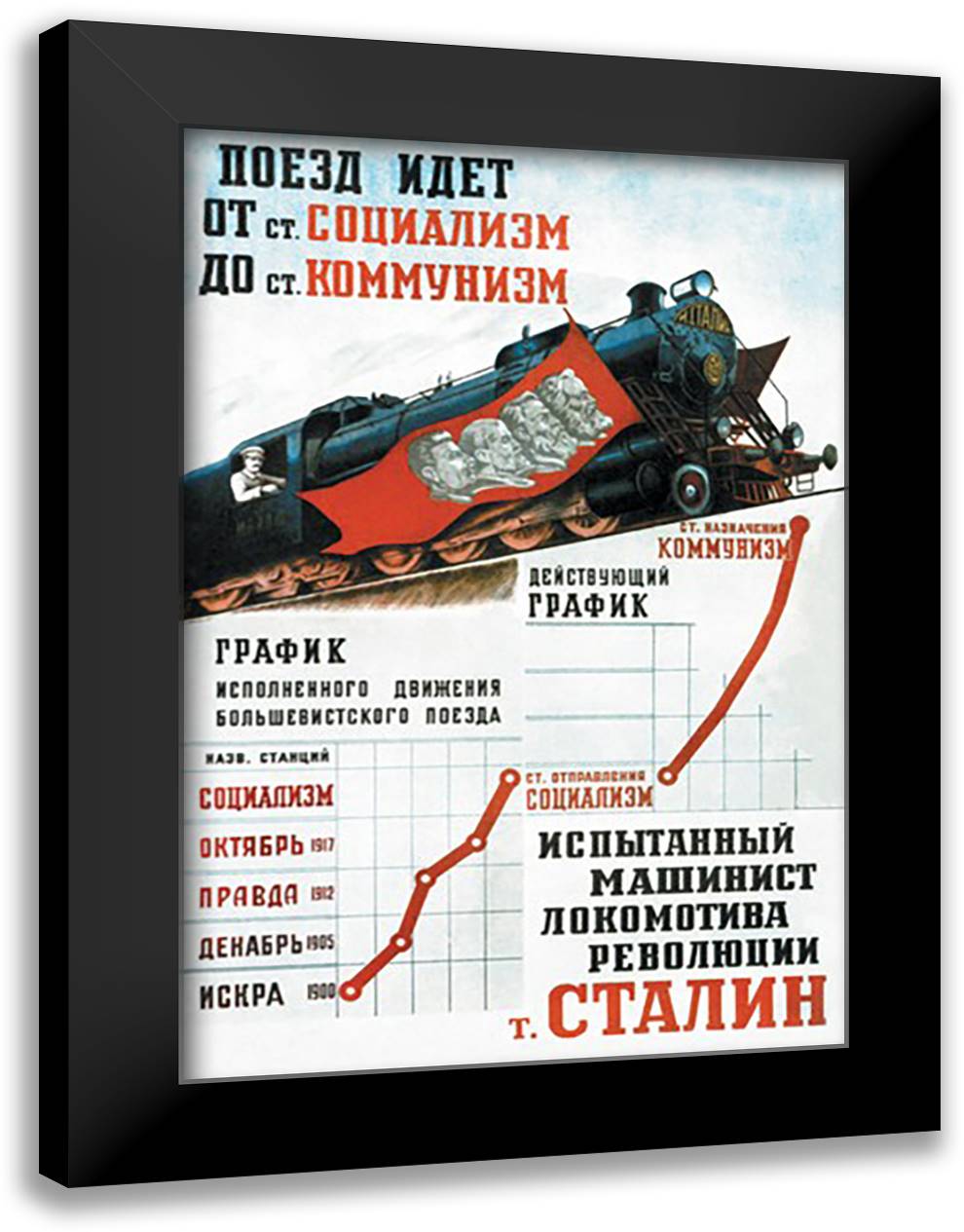 Train Is Moving from the Socialist Station 16x22 Black Modern Wood Framed Art Print Poster by Sokolov-skalya, Pavel