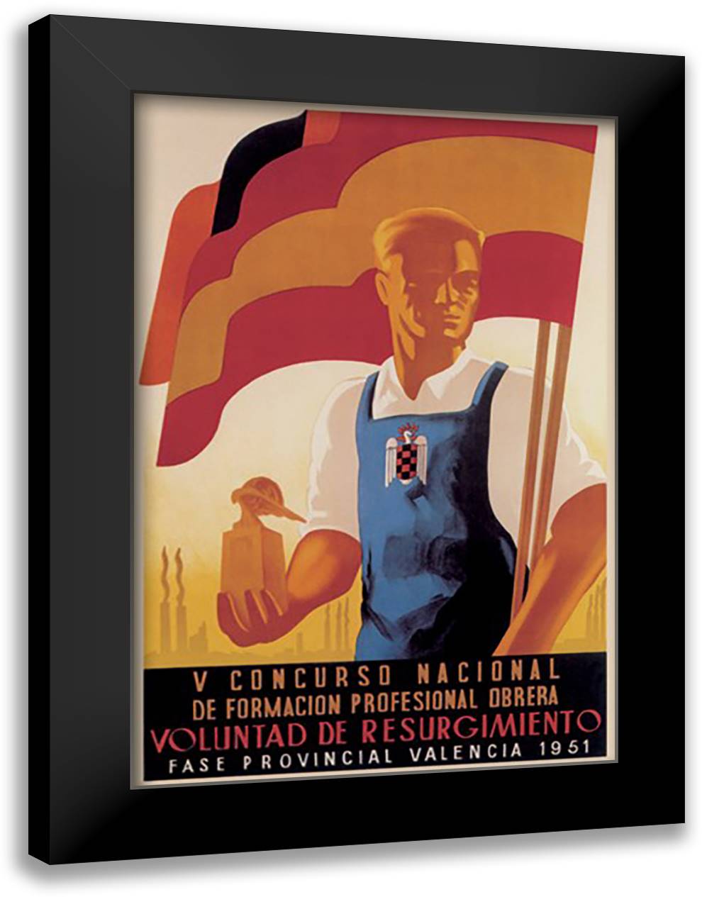 Fifth National Convention for Vocational Training 16x22 Black Modern Wood Framed Art Print Poster by Calandin