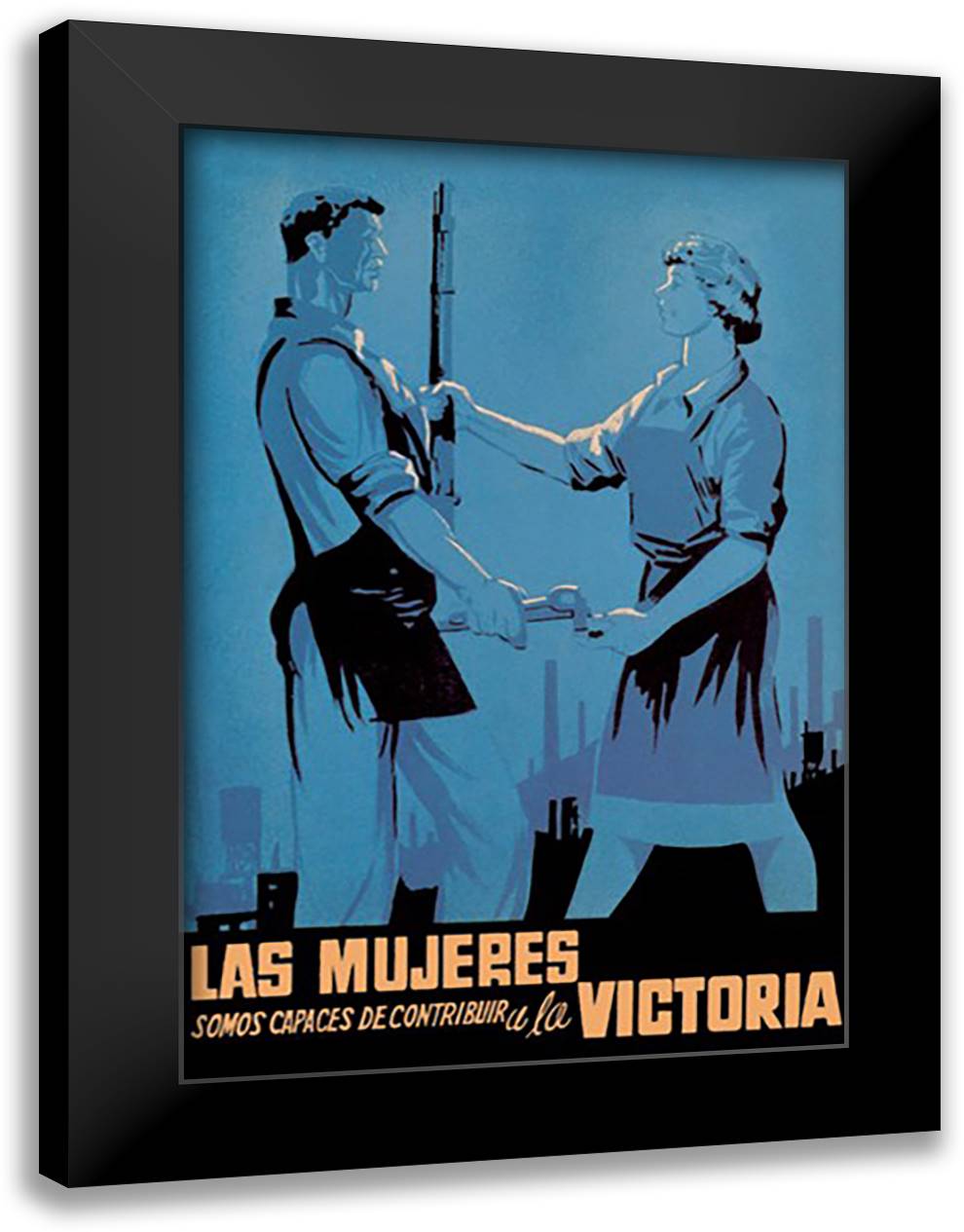 Women Can Contribute to the Victory 16x22 Black Modern Wood Framed Art Print Poster by Babiano