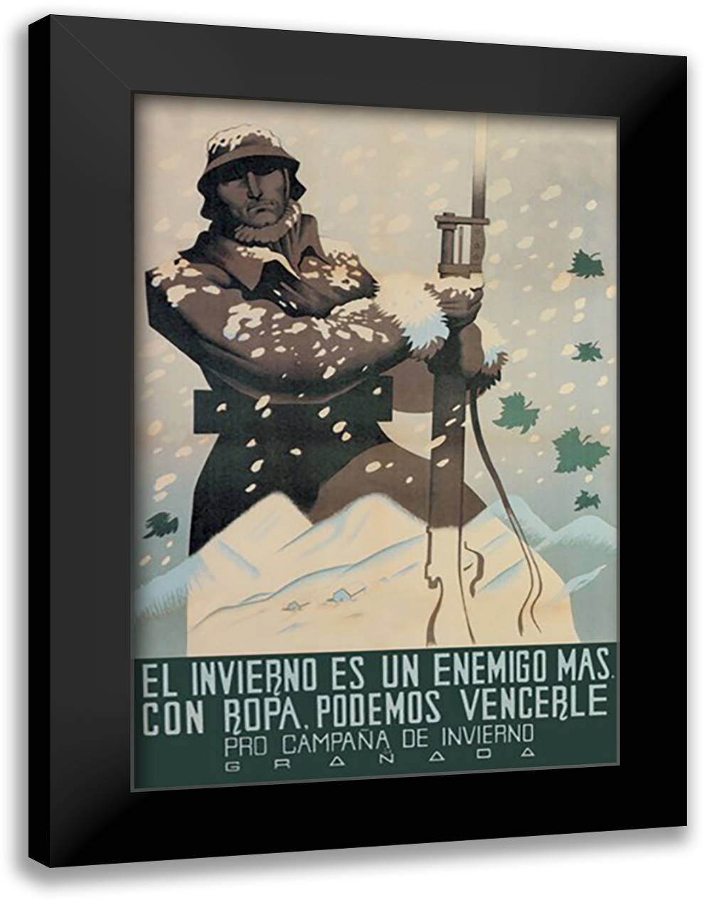Winter Is an Enemy, But with Clothes We Can Defeat Him 16x22 Black Modern Wood Framed Art Print Poster by Parrilla, J.