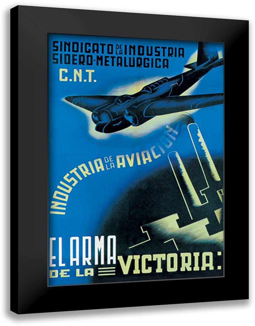 Aviation Industry: The Arm of Victory 16x22 Black Modern Wood Framed Art Print Poster by Cadena, Vicente