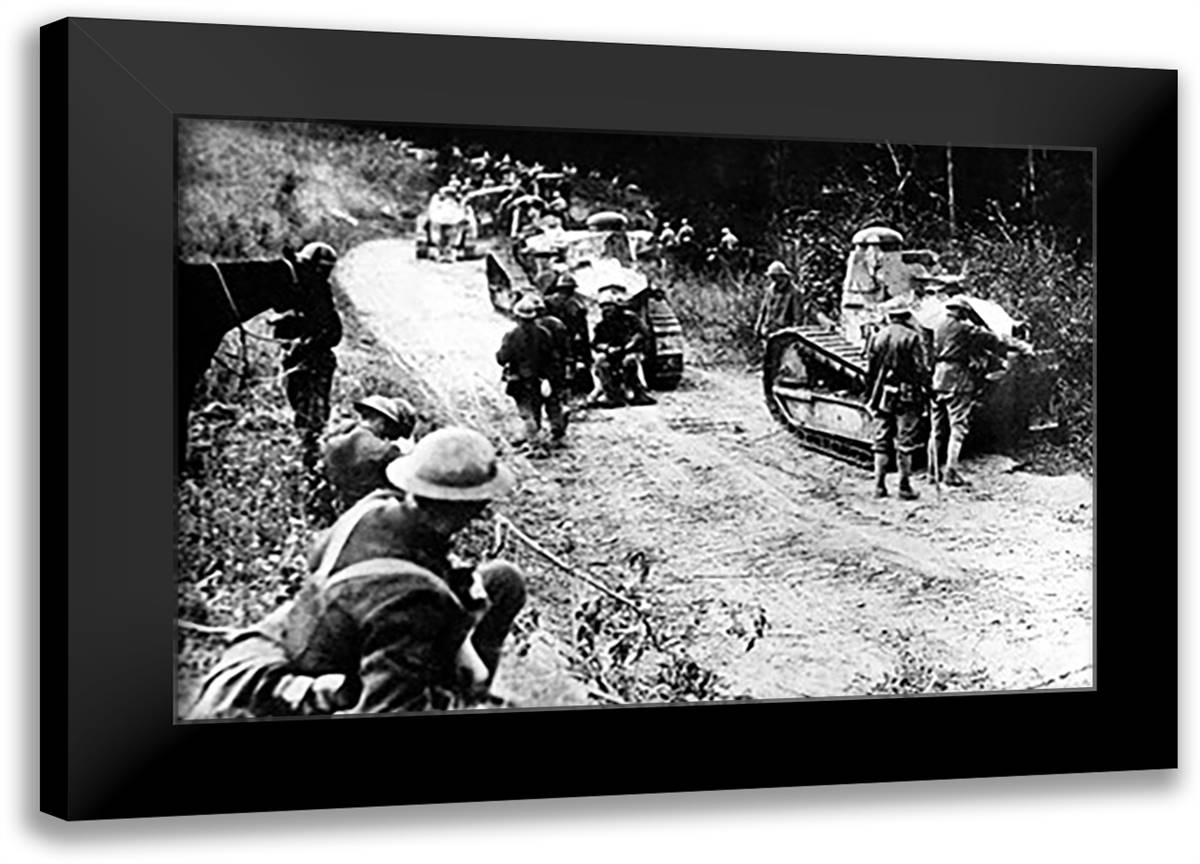 Tank Parade 22x16 Black Modern Wood Framed Art Print Poster