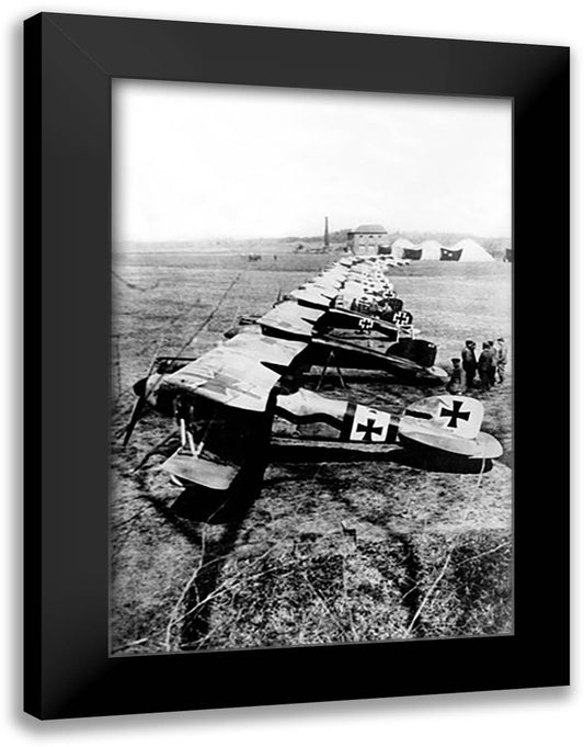 German Aeroplane Squadron 16x22 Black Modern Wood Framed Art Print Poster