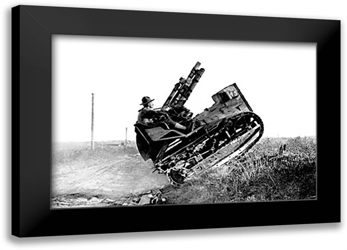 American 75 Tractor Gun 22x16 Black Modern Wood Framed Art Print Poster