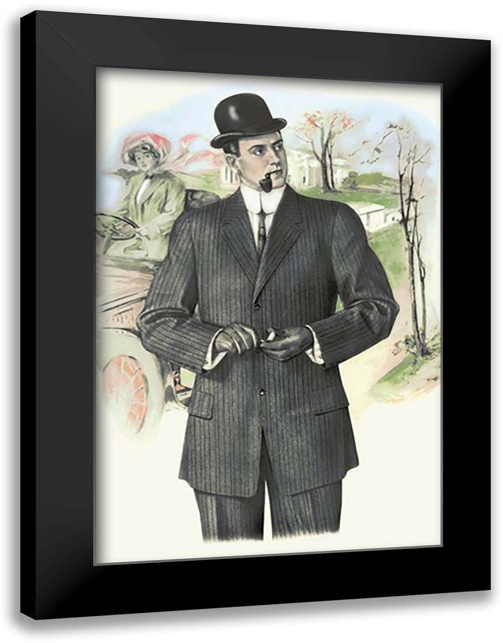 Pipe 16x22 Black Modern Wood Framed Art Print Poster