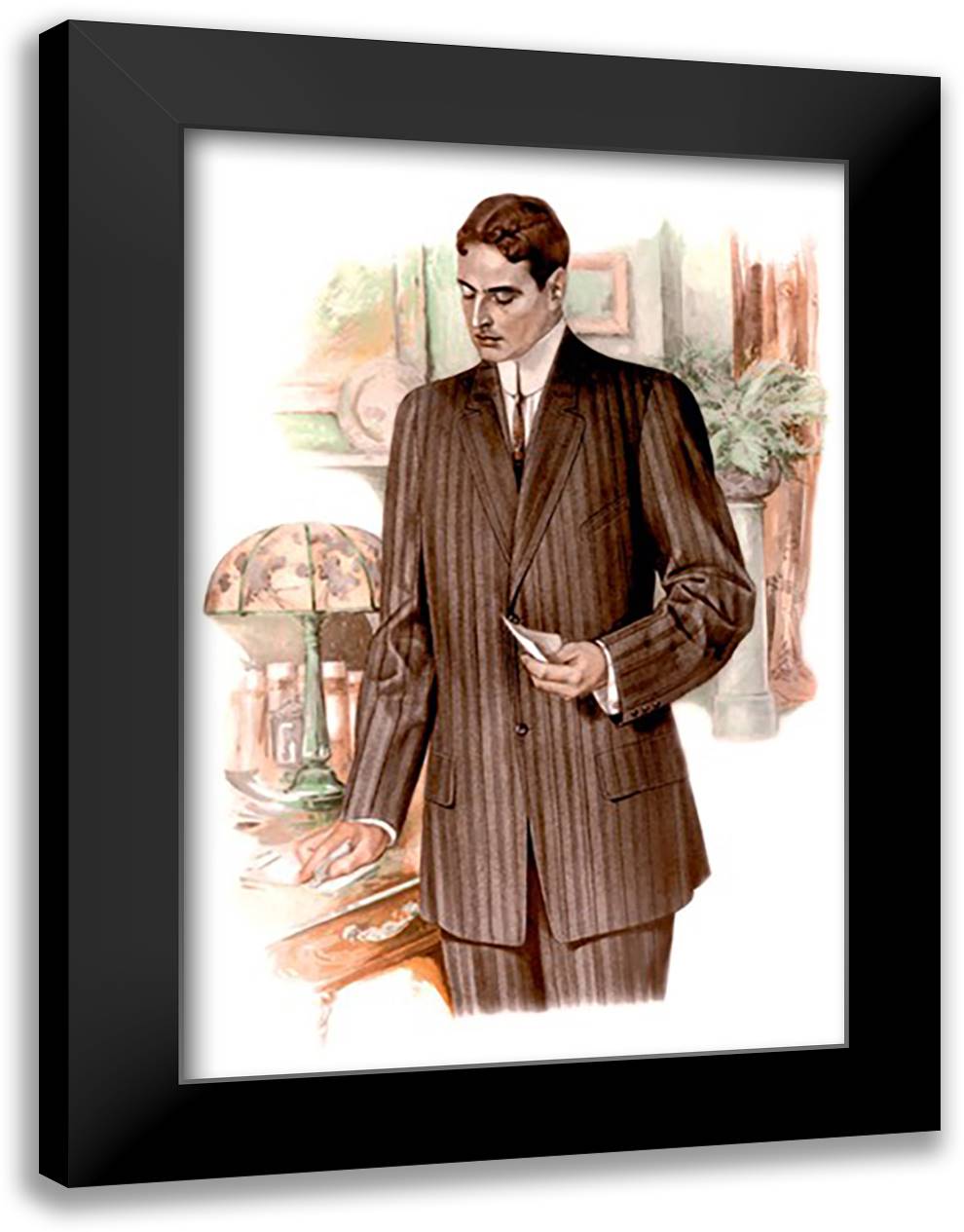 Two-Button Sack - Checking the Mail 16x22 Black Modern Wood Framed Art Print Poster