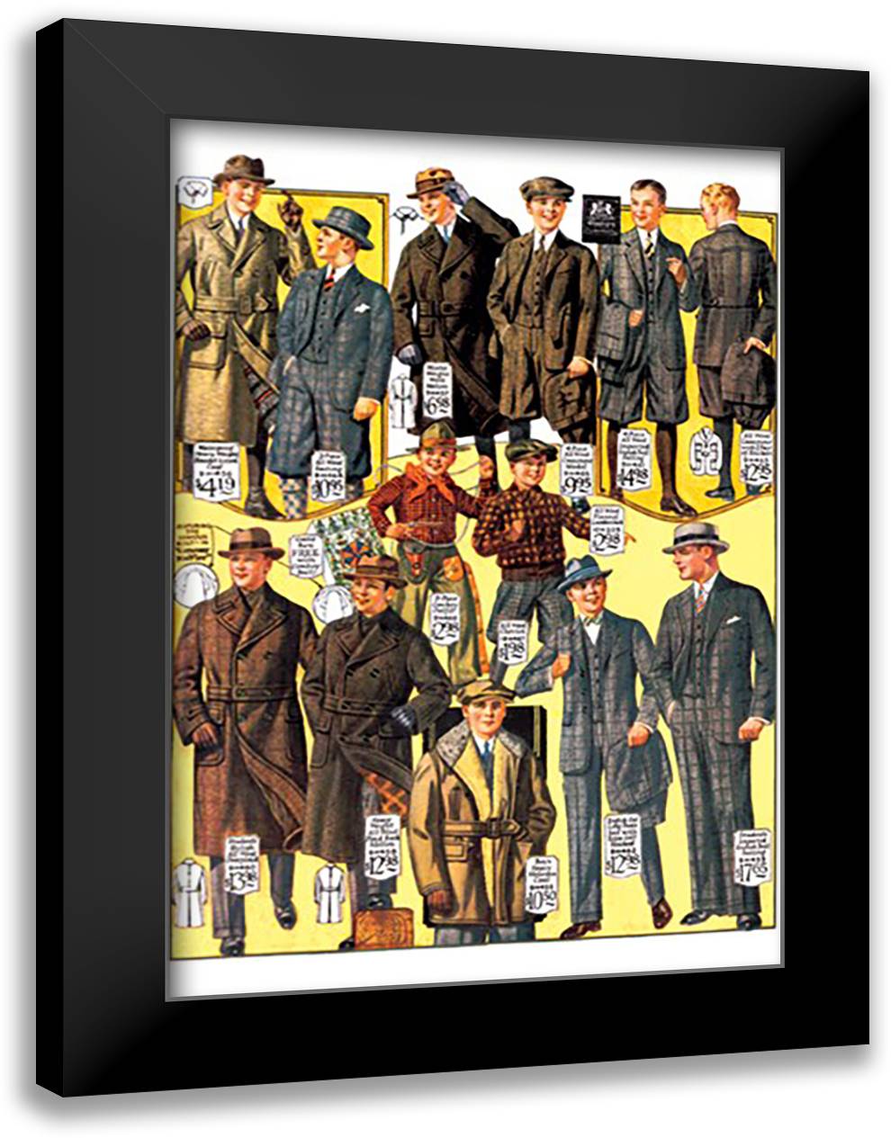 Stylish Boys and Youths with Suits and Coats 16x22 Black Modern Wood Framed Art Print Poster